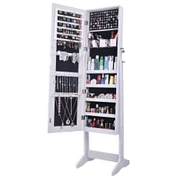 Noble White Frameless Mirrored Jewelry Armoire