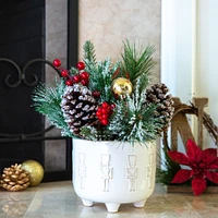 Christmas Mix In 12.5" Ceramic Cracker Footed Pot