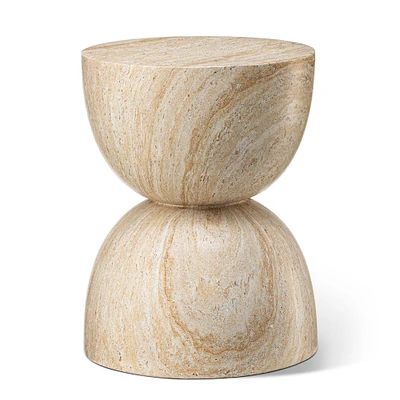 Glitzhome® 17.75" Multi-Functional Hourglass Faux Travertine Garden Stool