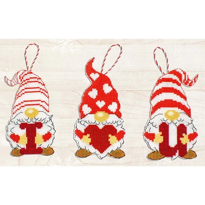 Luca-S Gnomes Of Valentine's Day Plastic Canvas Counted Cross Stitch Kit