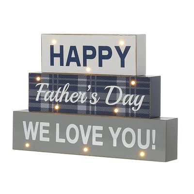 Glitzhome® 12" Lighted Happy Father's Day Block Sign