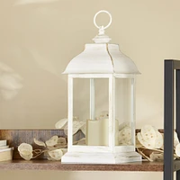 Kate Aspen Manchester LED Vintage Decorative Distressed White Lantern