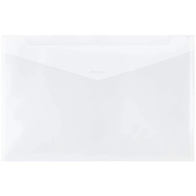 JAM Paper 12" x 18" Clear Plastic Tuck Flap Closure Envelopes, 12ct.