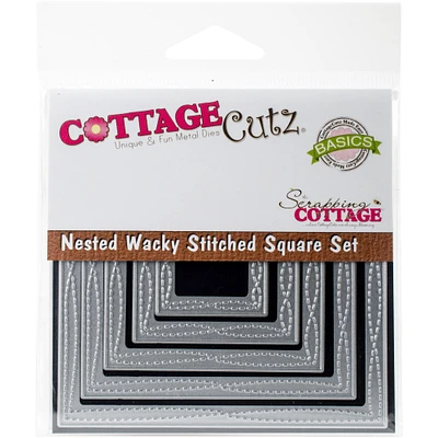 CottageCutz Wacky Stitched Square Nested Die Set