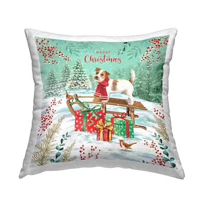 Stupell Industries Merry Christmas Dog Sled Throw Pillow