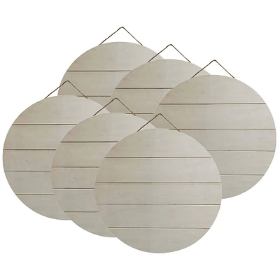 6 Pack: 15" Unfinished Wood Slats Round Plaque by Make Market®