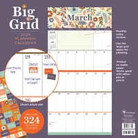 TF Publishing 2024 Big Grid-Floral Wall Calendar