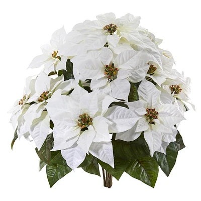 24" White Poinsettia Artificial Plant Set