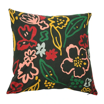 Multicolor Square Jaunty Floral Printed Pillow Cover