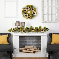 5ft. White Sunflower & Hydrangea Garland