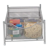 Mind Reader Silver 3-Compartment Pull-Out Sliding Organizing Drawer Storage Basket