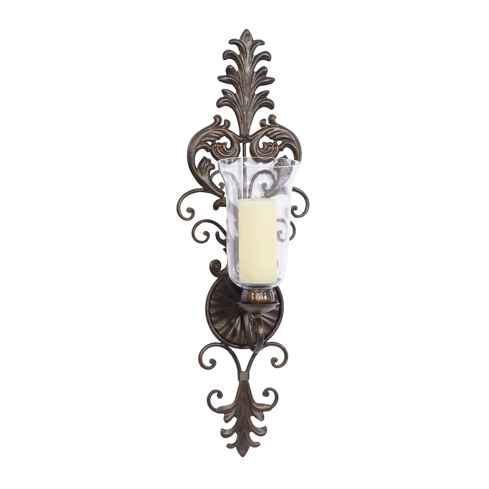 31" Gold Glass Rustic Candle Wall Sconce