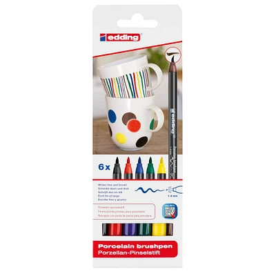 edding® 4200 Basic Porcelain Brush Pen Set, 6ct.