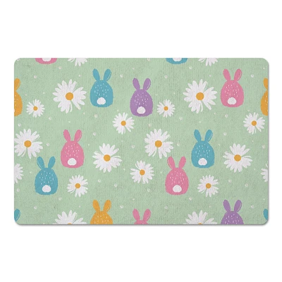 Pastel Bunny & Daisy Pattern Floor Mat