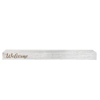 Whitewashed "Welcome" Text Engraving Floating Wall Shelf