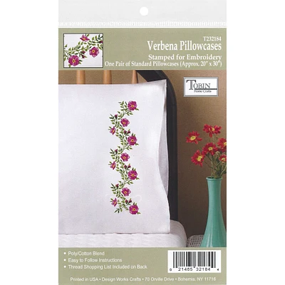 Tobin Verbena Stamped for Embroidery Pillowcase Pair