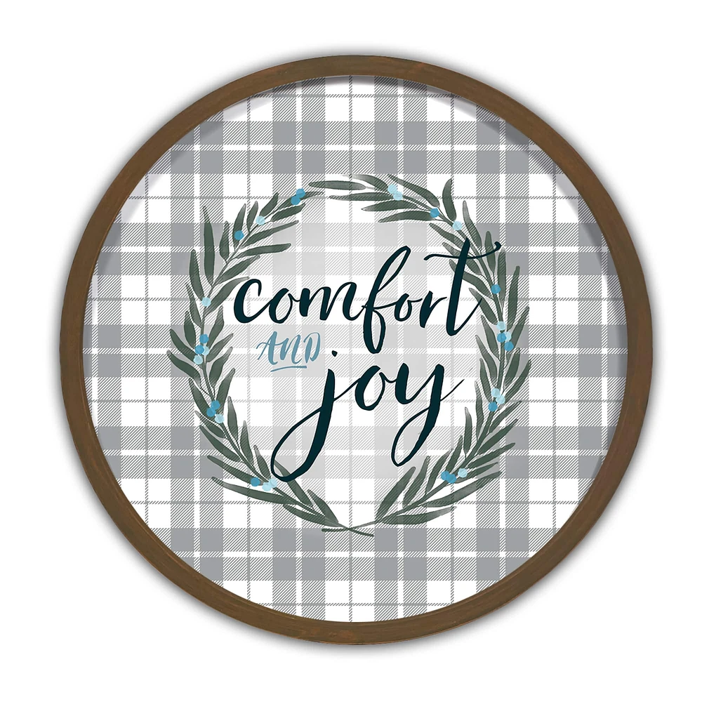 Comfort and Joy Round Brown Framed Print Wall Art