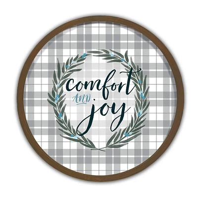 Comfort and Joy Round Brown Framed Print Wall Art