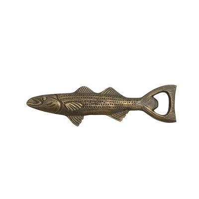 Antique Gold Finish Cast Aluminum Fish Shaped Bottle Opener