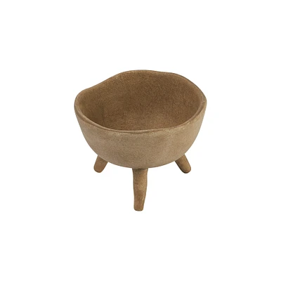 5.5" Large Matte Taupe Terracotta Footed Planter