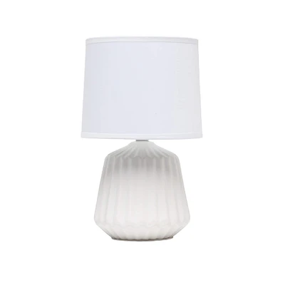 Simple Designs 11.3" Petite Off White Pleated Base Table Lamp