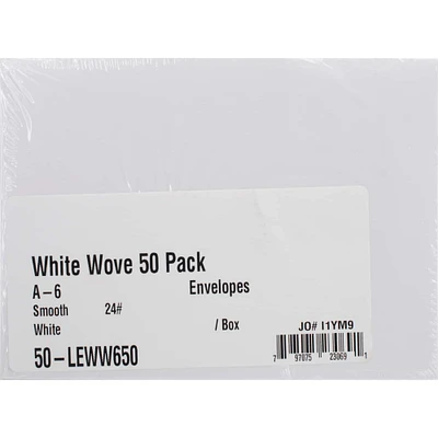 Leader Paper Products White A6 Envelopes, 50ct.