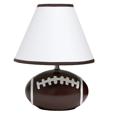 Simple Designs™ 11.5" Football Base Table Lamp with White Shade Brown Trim