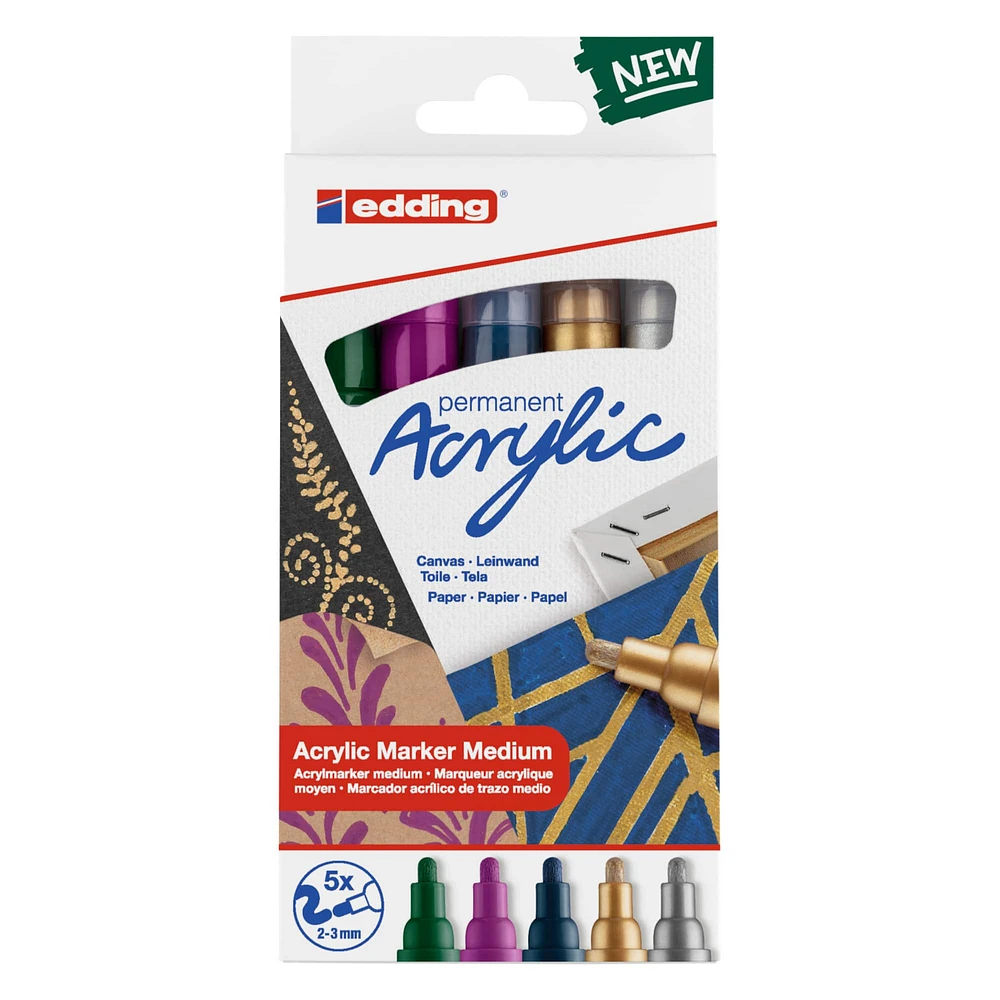 8 Packs: 5 ct. (40 total) edding® 5100 Medium Festive Acrylic Markers