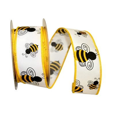 Reliant 1.5" x 10yd. Wired Bumble Bees Ribbon