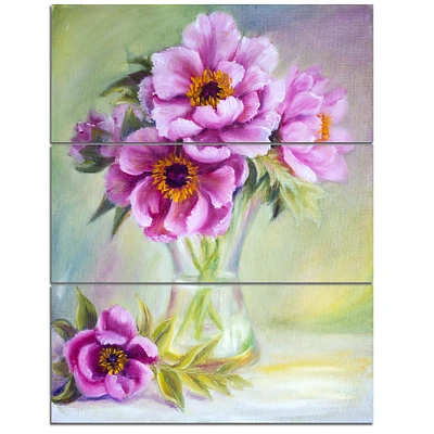 Designart - Purple Peonies in Vase - Floral Art Canvas Print