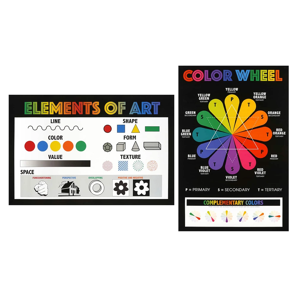 12 Packs: 2 ct. (24 total) Color Wheel & Elements of Art Posters by B2C™