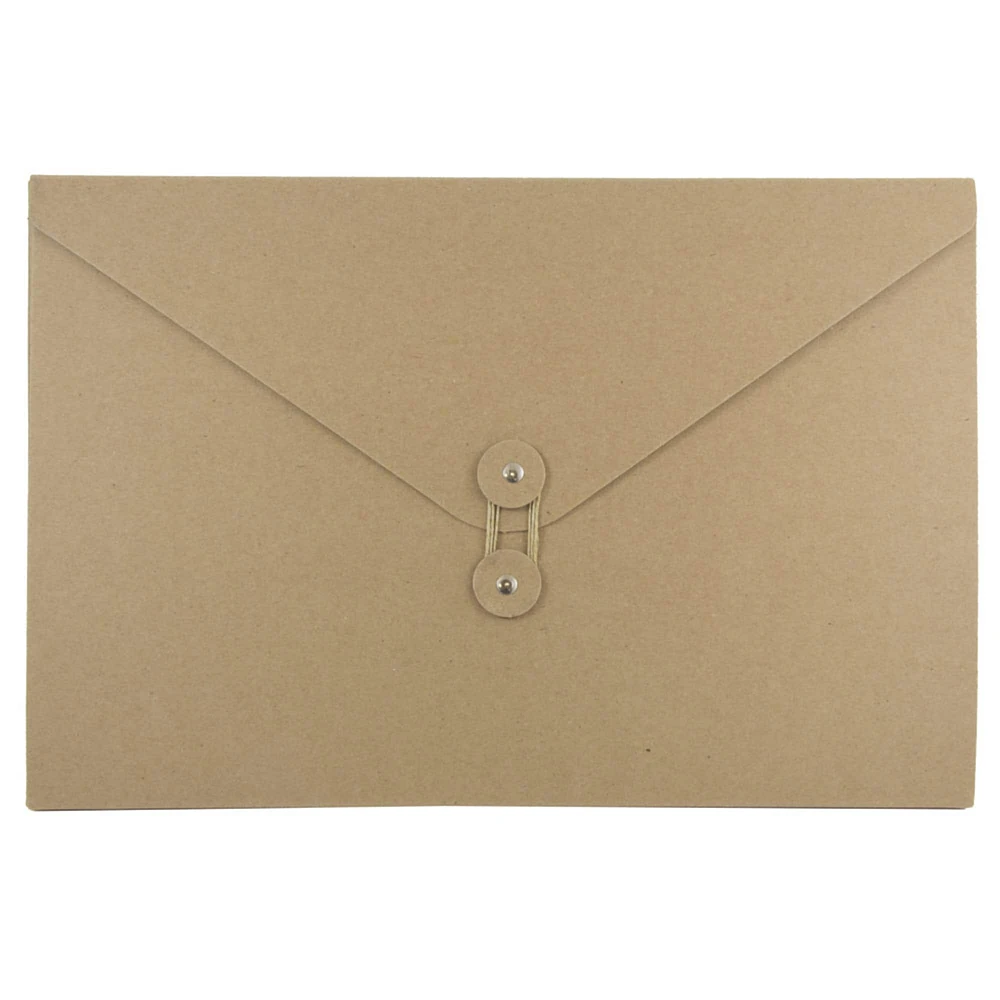 JAM Paper Natural Kraft Portfolio with Button and String Tie Closure 9.25" x 14.375"