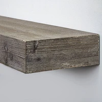 Large Gray Rustic Wood Floating Wall Shelf