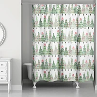 Watercolor Evergreens Pattern Shower Curtain