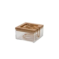 Simplify Bamboo Lid Square Clear Organizer