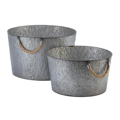 Galvanized Textured Bucket Set