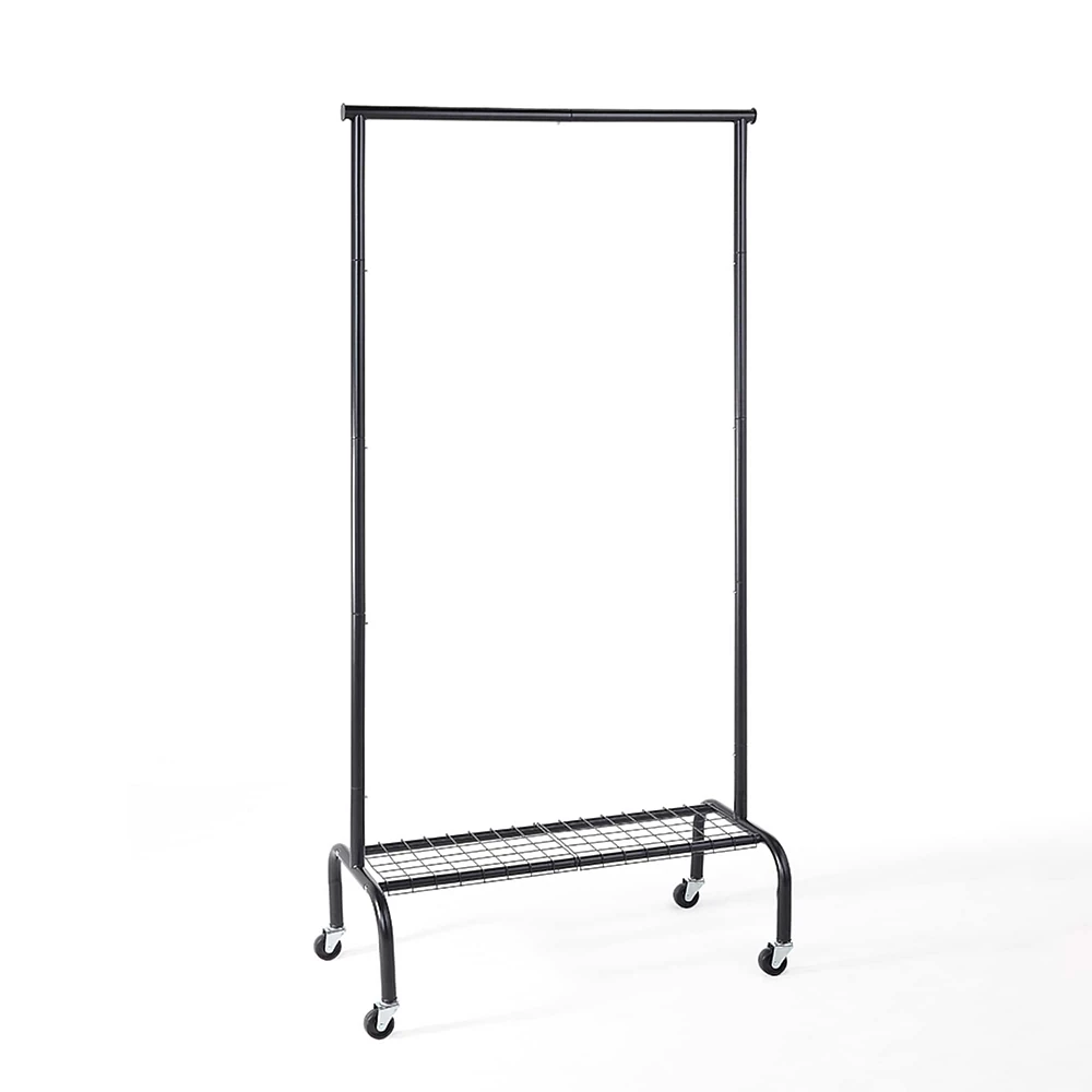 SunnyPoint Rolling Garment Rack with 1-Tier Lower Shelf