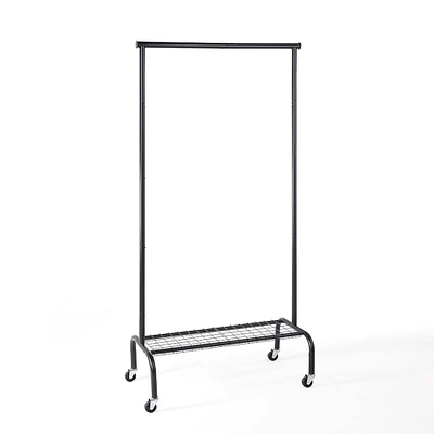 SunnyPoint Rolling Garment Rack with 1-Tier Lower Shelf