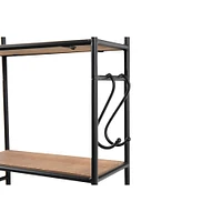 32" Metal & Wood Shelf With Hooks
