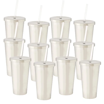 12 Pack: 19oz. Stainless Steel Tumbler with Straw by Celebrate It™