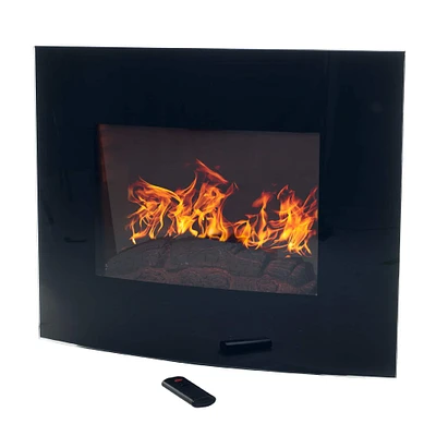 Hastings Home 25.5" Black Curved Electric Fireplace