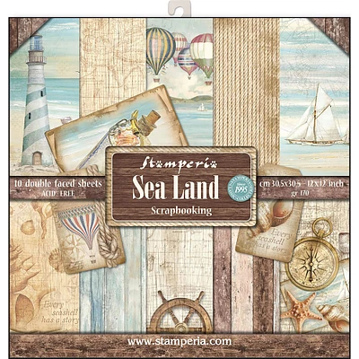 Stamperia Sea Land Double-Sided Paper Pad, 12'' x 12''