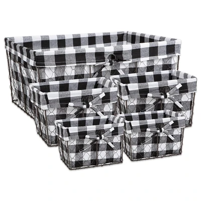 DII® Black & White Checkered Chicken Wire Basket 5 Piece Set