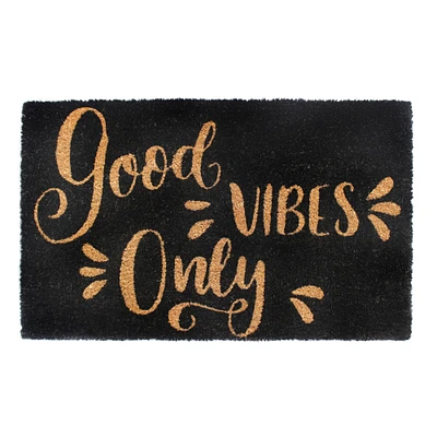 RugSmith Black Machine Tufted Good Vibes Only Doormat