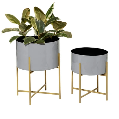 Metal Contemporary Planter with Gold Legs Set