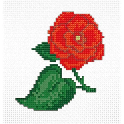 Luca-s Red Flower Counted Cross Stitch Kit