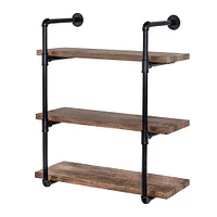 Honey Can Do 34.5" Black Three-Tier Industrial Wall Shelf