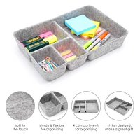 Welaxy 2 Piece Felt 4 Compartment Drawer Organizer Trays