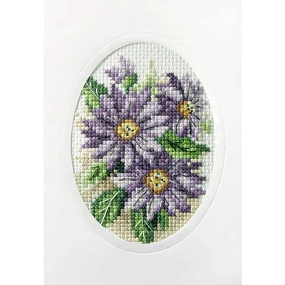 Orchidea Violet Flowers Greeting Card Complete Cross Stitch Kit