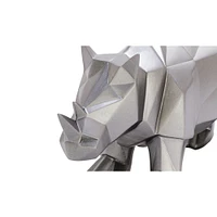 CosmoLiving by Cosmopolitan 10" Silver Polystone Rhino Sculpture